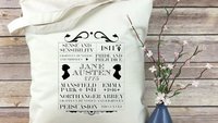 Jane Austen Books & Dates  - Sense and Sensibility Emma Persuasion Northanger Abbey Mansfield Park Pride and Prejudice Light Weight Tote Bag