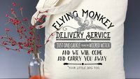 Flying Monkey Delivery Service Wizard of Oz Inspired Light Weight Tote Bag - Wicked Witch, Little Dog, Carry You Away