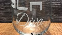 Stemless Wine Glass Custom Laser Engraved with Your Logo, Name,  Monogram or other Graphic - Wedding Gift, Renewals, Bachelorette Party