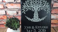 Irish Celtic Roots Tree of Life Laser Engraved Natural Edged Slate - Celtic Knot, Family, Generations, Personalized, Engagement, Wedding
