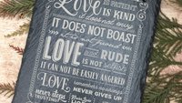 Love is Patient Love is Kind - 1 Corinthians 13:4-8 Laser Engraved Sign - Bible Verse, Scripture, Christian, Hanging, Slate, Home, Wedding
