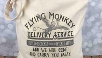 Flying Monkey Delivery Service Wizard of Oz Inspired Light Weight Tote Bag - Wicked Witch, Little Dog, Carry You Away