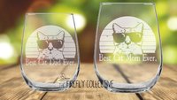 Best Cat Dad / Mom Ever Laser Etched onto a Stemless Wine Glass or Tumbler with Lid -Dad Gift, Mom Gift, Cat Dad, Cat Mom, Pet Parent, Lover