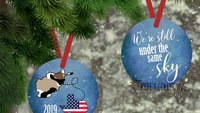 We're Still Under the Same Sky Military Deployment Aluminum Christmas Ornament with Red Ribbon Hanger -Separated, Long Distance, Personalize