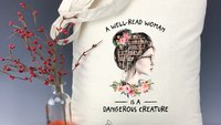 A Well Read Woman is a Dangerous Creature Weight Tote Bag -  Book Lover, Bibliophile, Strong Women, Girl Power, Feminine