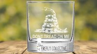 Don't Tread on Me Patriotic Laser Engraved 10 oz Old Fashion/ Whiskey/ Rocks Glass - Dad Gift, Military, Patriot, Americana, America, USA