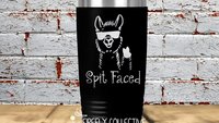Spit Faced or Spit Happens 20 oz Stainless Steel Tumbler (Travel Coffee Mug) Laser Engraved - Llama, Sunglasses, Peace, Coffee Lover, Addict