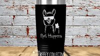 Spit Faced or Spit Happens 20 oz Stainless Steel Tumbler (Travel Coffee Mug) Laser Engraved - Llama, Sunglasses, Peace, Coffee Lover, Addict