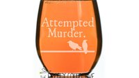Attempted Murder (of Crows) Laser Etched onto a Stemless Wine Glass or Tumbler with Lid - Humorous Play on Words, Bibliophile