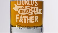 World's Okayest Father Laser Engraved 10 oz Old Fashion/ Whiskey/ Rocks Glass -DadLife, Dad Gift, Grandpa, Funny, Humorous, Sarcastic