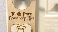 Tooth Fairy Please Stop Here Door Hanger Personalized Laser Engraved