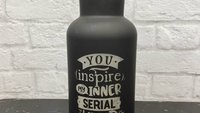You Inspire my Inner Serial Killer Laser Engraved Bottle - Edgar Allen Poe, The Raven, Bibliophile, Halloween, Humorous