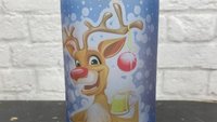 Happy Reindeer with Beer Mug Sublimated 16 oz Frosted Beer Glass Style Tumbler w Bamboo Lid & Straw - Lantern Option