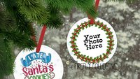 I Ate Santa's Cookies with Photo Aluminum Christmas Ornament w Red Ribbon Hanger - Friend, Child, Pet, Dog, Cat, Husband, Anti-Christmas