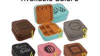 Faux Leather Travel Jewelry Boxes Custom Laser Engraved with Your Logo or Graphic - Corporate, Bridesmaids, Teachers, Friends, Mom Gifts