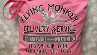 Quick Ship - Flying Monkey Delivery Service Wizard of Oz Inspired Light Weight Color Tote Bag - Wicked Witch, Little Dog, Carry You Away