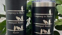 Conspiracy to Murder, Attempted Murder and Murder (of Crows) SS Tumbler (Travel Mug) Laser Engraved - Police Detective, Bibliophile, Gift