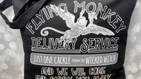 Quick Ship - Flying Monkey Delivery Service Wizard of Oz Inspired Light Weight Color Tote Bag - Wicked Witch, Little Dog, Carry You Away