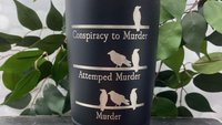 Conspiracy to Murder, Attempted Murder and Murder (of Crows) SS Tumbler (Travel Mug) Laser Engraved - Police Detective, Bibliophile, Gift