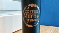 Coffee Because Murder is Wrong 22oz Skinny or 20oz Stainless Steel Tumbler (Travel Mug) Laser Engraved  Coffee or Tea Lover Sarcastic Humor