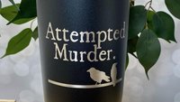 Attempted Murder (of Crows) Inspired 20 oz or 22oz Skinny Stainless Steel Tumbler (Travel Coffee Mug) Laser Engraved - Humor, Bibliophile