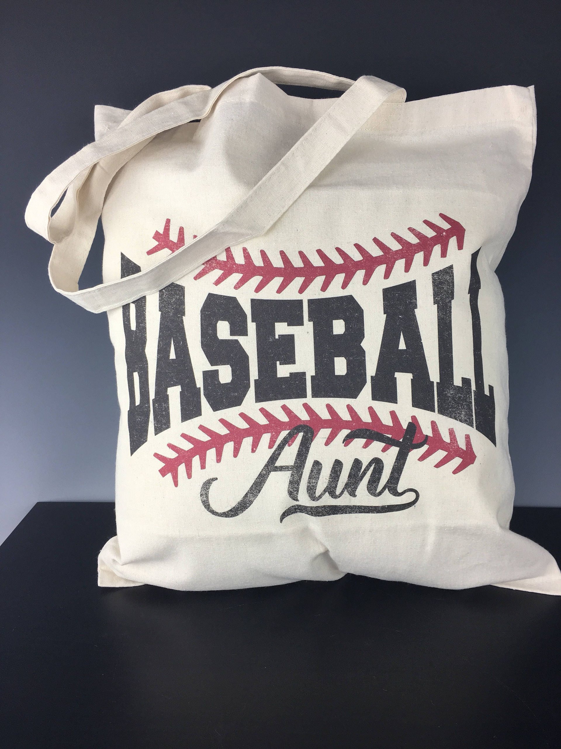 Baseball Mom, Aunt, Grandma, Nana, Meme, Mimi Sister, Dad, Uncle, Grandpa, Brother (or other Relation/Text) distressed Tote Bag