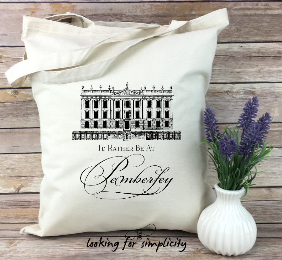 I'd Rather Be at Pemberley Jane Austen Inspired Light Weight Tote Bag - Bibliophile, Anglophile, British, English, Classic Lit