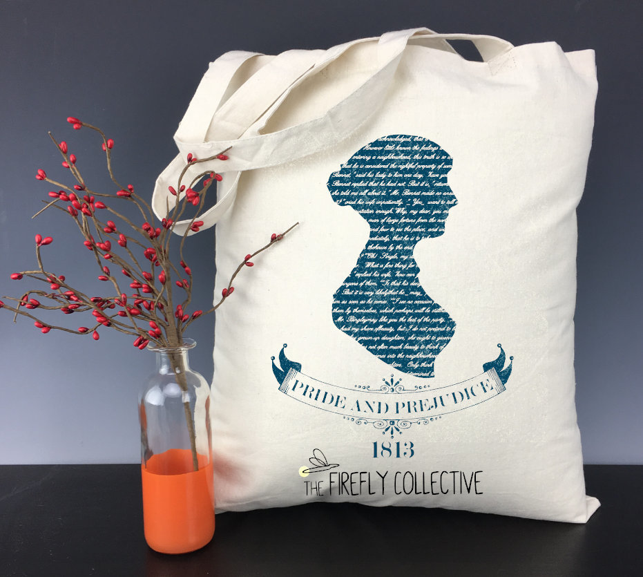 Price and Prejudice Jane Austen Inspired Light Weight Tote Bag - Classic Literature, Classic Lit, British, Anglophile, Bibliophile, English