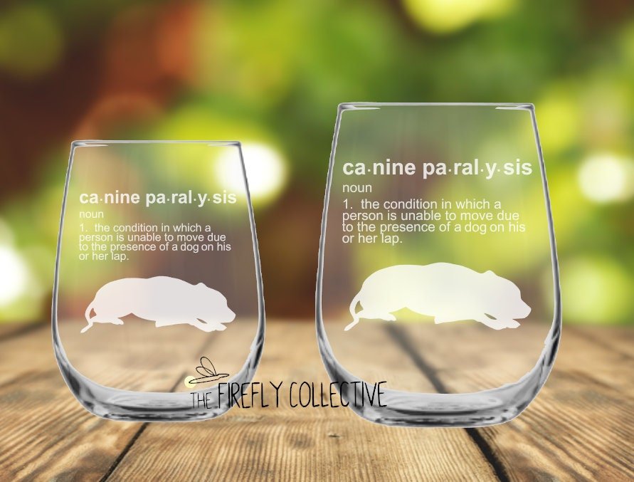 Canine Paralysis  Laser Engraved Stemless Wine Tumbler with Lid or Glass  - Pet Dad, Dog Dad, Dog Mom, Pet Parent, Dad Gift, Mom Gift, Lover