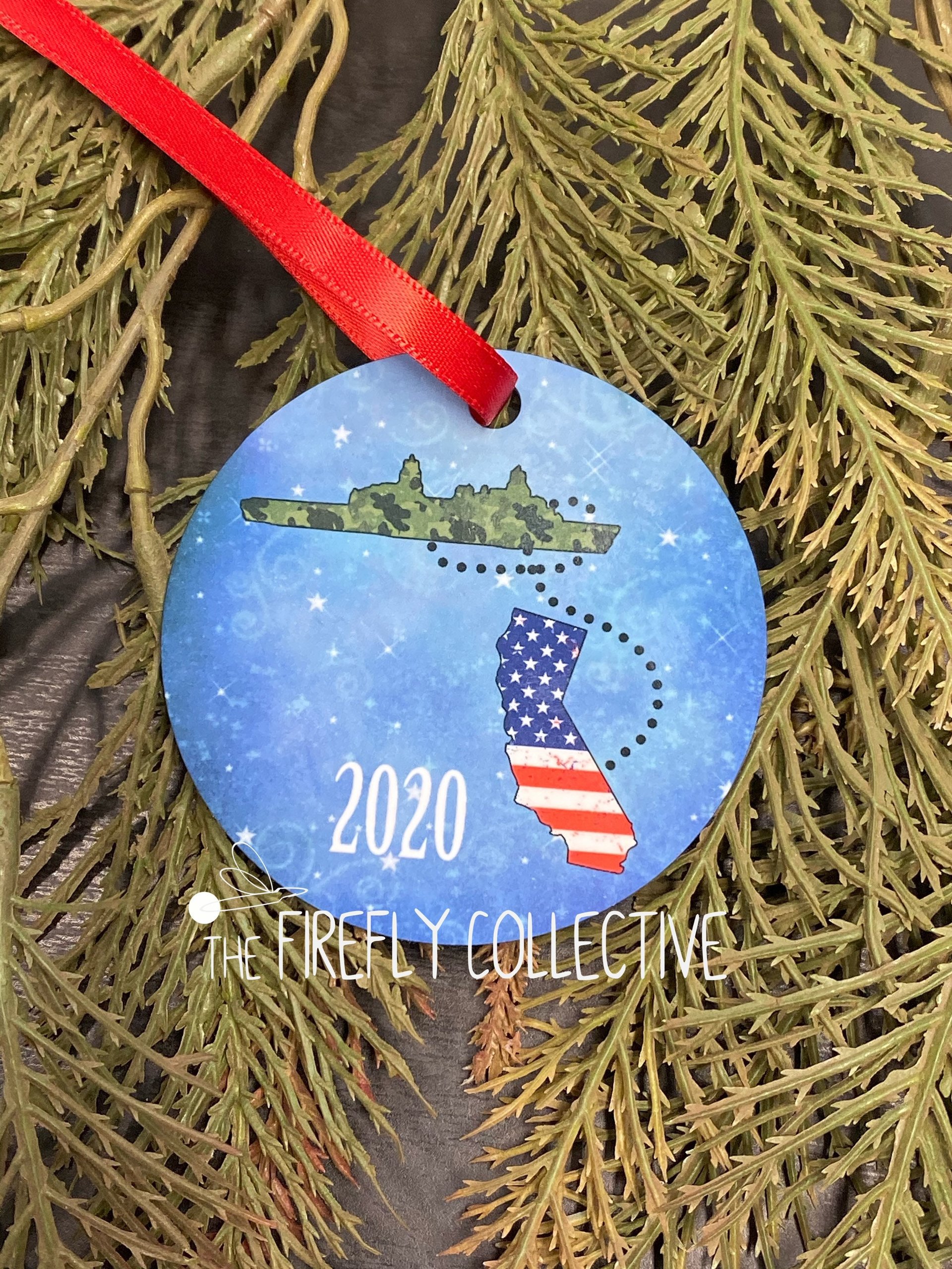 We're Still Under the Same Sky Military Deployment Aluminum Christmas Ornament - Navy, Marine, Ships, Separated, Long Distance, Personalize