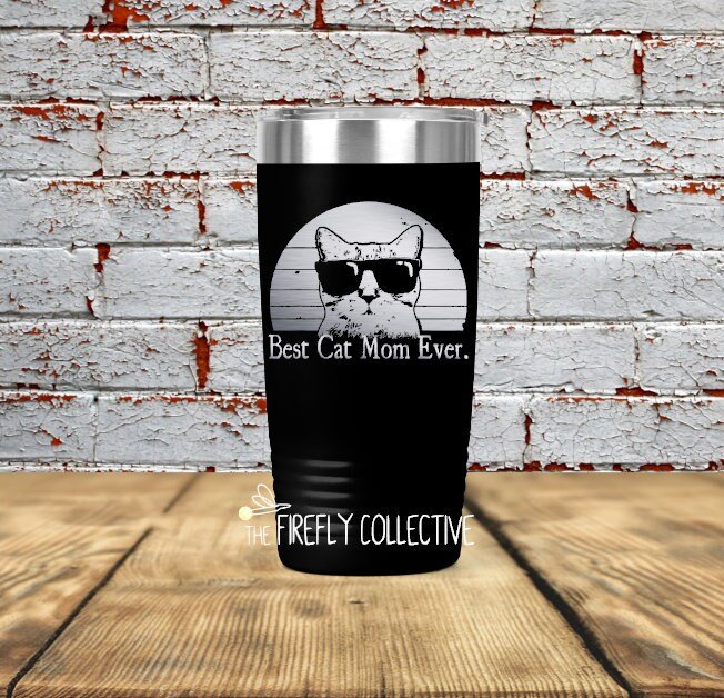Best Cat Dad /Mom Ever 20 oz Stainless Steel Tumbler (Travel Coffee Mug) Laser Engraved - Cat Dad, Cat Mom, Cat Lover, Animal Lover, Pets