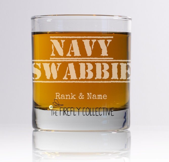 Military Branch Slang Laser Engraved 10 oz Old Fashion/ Whiskey/ Rocks Glass - Army Grunt, Marine Jar Head, Navy Swabbie, Air Force Zoomie