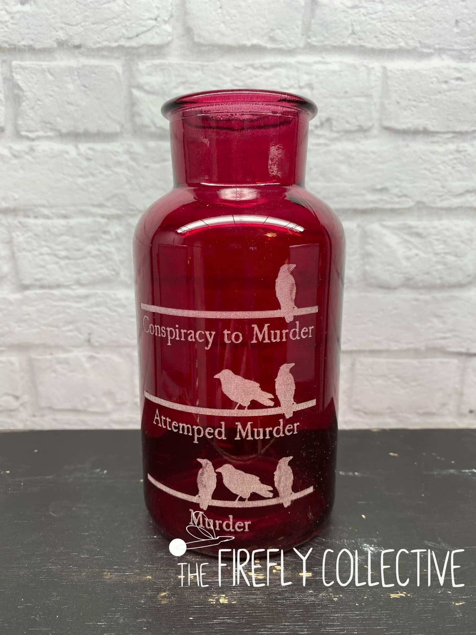 Murder of Crows (Conspiracy to Murder, Attempted Murder) Laser Engraved Bottle - Bibliophile, Halloween, Humorous