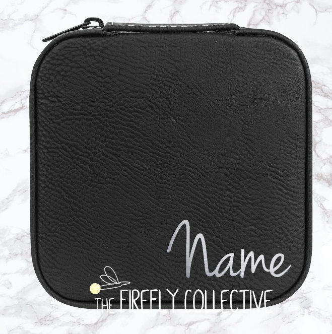 Personalized Name Laser Engraved Faux Leather Travel Jewelry Boxes - Perfect Gifts for Bridesmaids, Teachers, Friends, Mothers