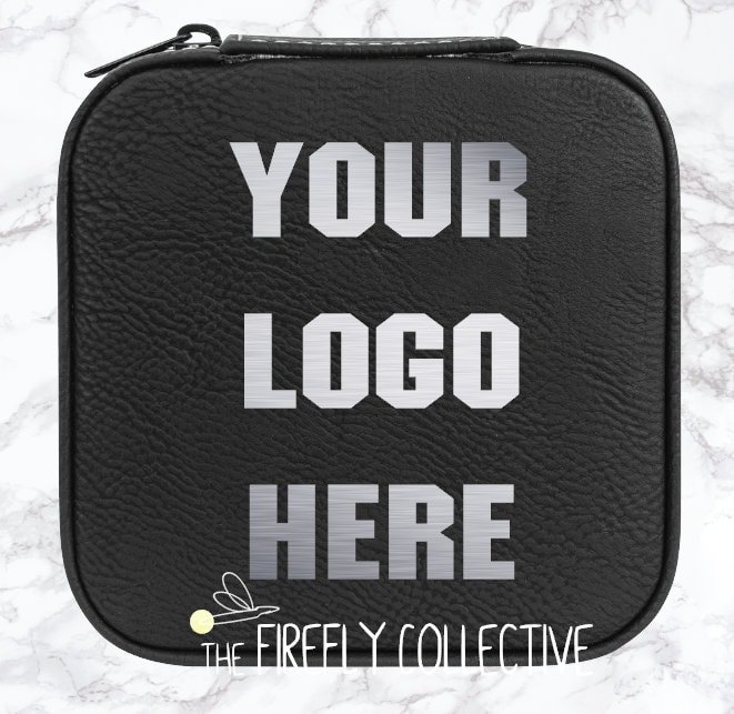 Faux Leather Travel Jewelry Boxes Custom Laser Engraved with Your Logo or Graphic - Corporate, Bridesmaids, Teachers, Friends, Mom Gifts