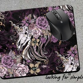 Goth Unicorn Skull  - Create a Desk Set by Adding a Coaster - Halloween, Gothic, Flowers, Purple, Pink, Blush, Creepy