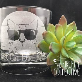 Quick Ship Best Cat Dad Engraved 10 oz Old Fashion/ Whiskey/ Rocks Glass -Dad Gift, Pet Dad, Cat Lover, Pet Parent, Father's Day