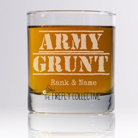 Military Branch Slang Laser Engraved 10 oz Old Fashion/ Whiskey/ Rocks Glass - Army Grunt, Marine Jar Head, Navy Swabbie, Air Force Zoomie