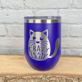 She Believed She Could But Her Cat was Asleep on Her Lap so She Didn't Laser Etched Stemless Wine Glass or Tumbler with Lid - Cat Mom, Pet