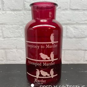 Murder of Crows (Conspiracy to Murder, Attempted Murder) Laser Engraved Bottle - Bibliophile, Halloween, Humorous