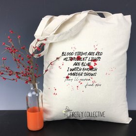 Blood Stains are Red Ultraviolet Lights are Blue Light Weight Tote Bag - Christmas Gift, Murder Shows, Sarcastic, Humorous, Snarky