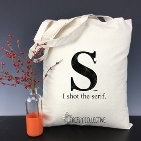 I Shot the Serif Light Weight Tote Bag - Font Pun, Joke, Office Gift, Graphic Designer, Author, Writer, Bibliophile, Teacher, Librarian