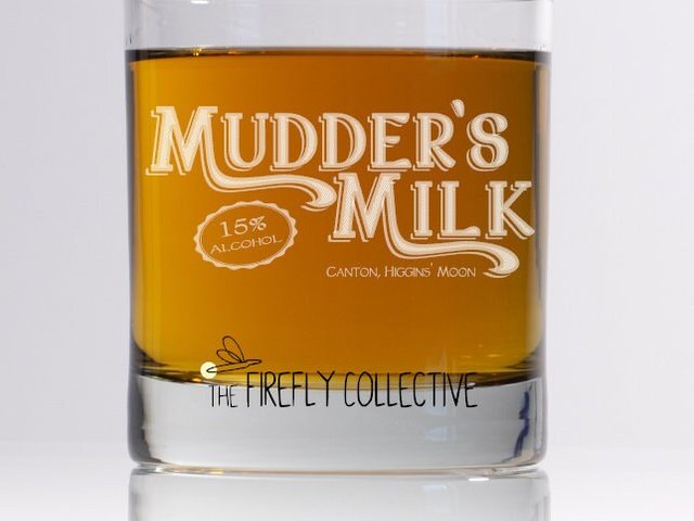 Mudder's Milk Firefly Serenity Inspired 10 oz Old Fashion/ Whiskey/ Rocks Glass - Browncoat, Jayne Cobb, Fandom, Science Fiction