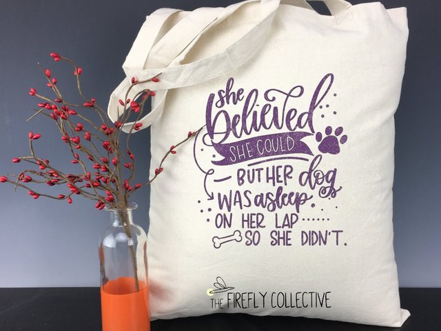 She Believed She Could But Her Dog was Asleep on Her Lap so She Didn't Light Weight Tote Bag - Teacher Gift, Holiday, Christmas, Mom Gift