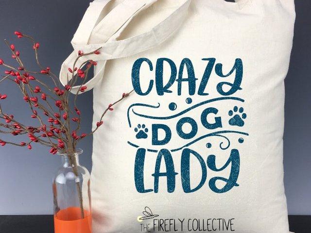 Crazy Dog Lady (fancy) Light Weight Tote Bag - Mom Gift, Dog Mom, Introvert, Pet Mom, Mom of Dogs, Fur Mom, Christmas, Dog Lover
